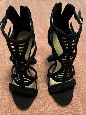 Aldo Black Braided Gladiator Heels